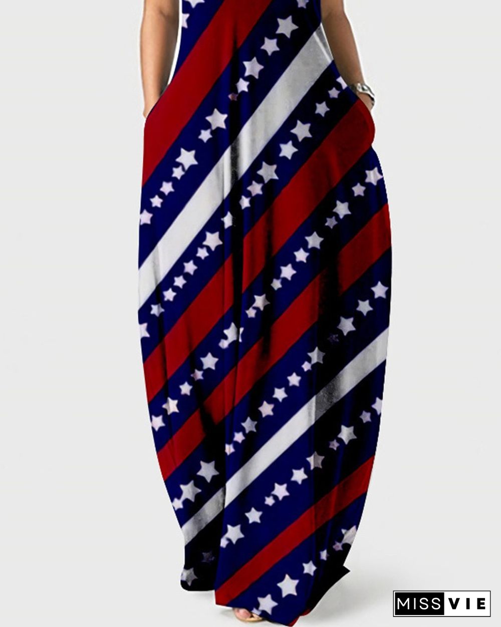 Independence Day Print Sling Maxi Dress