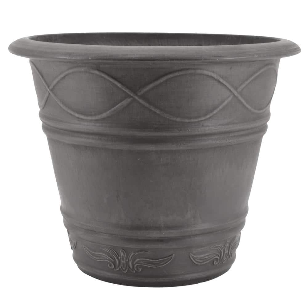 Arcadia Garden Products Western Weave 14-1/2 in. x 11 in. Dark Charcoal Composite PSW Pot ME36DC