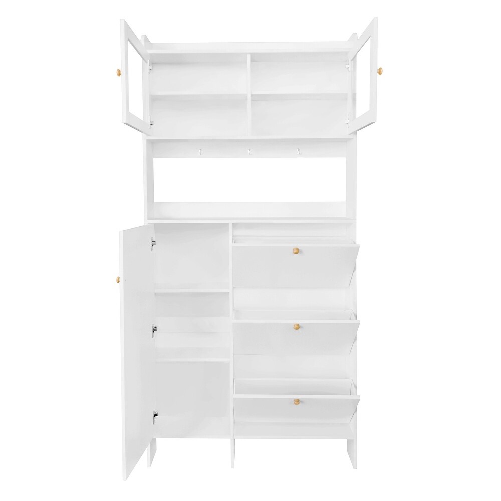 Shoe Cabinet with Open Storage Space