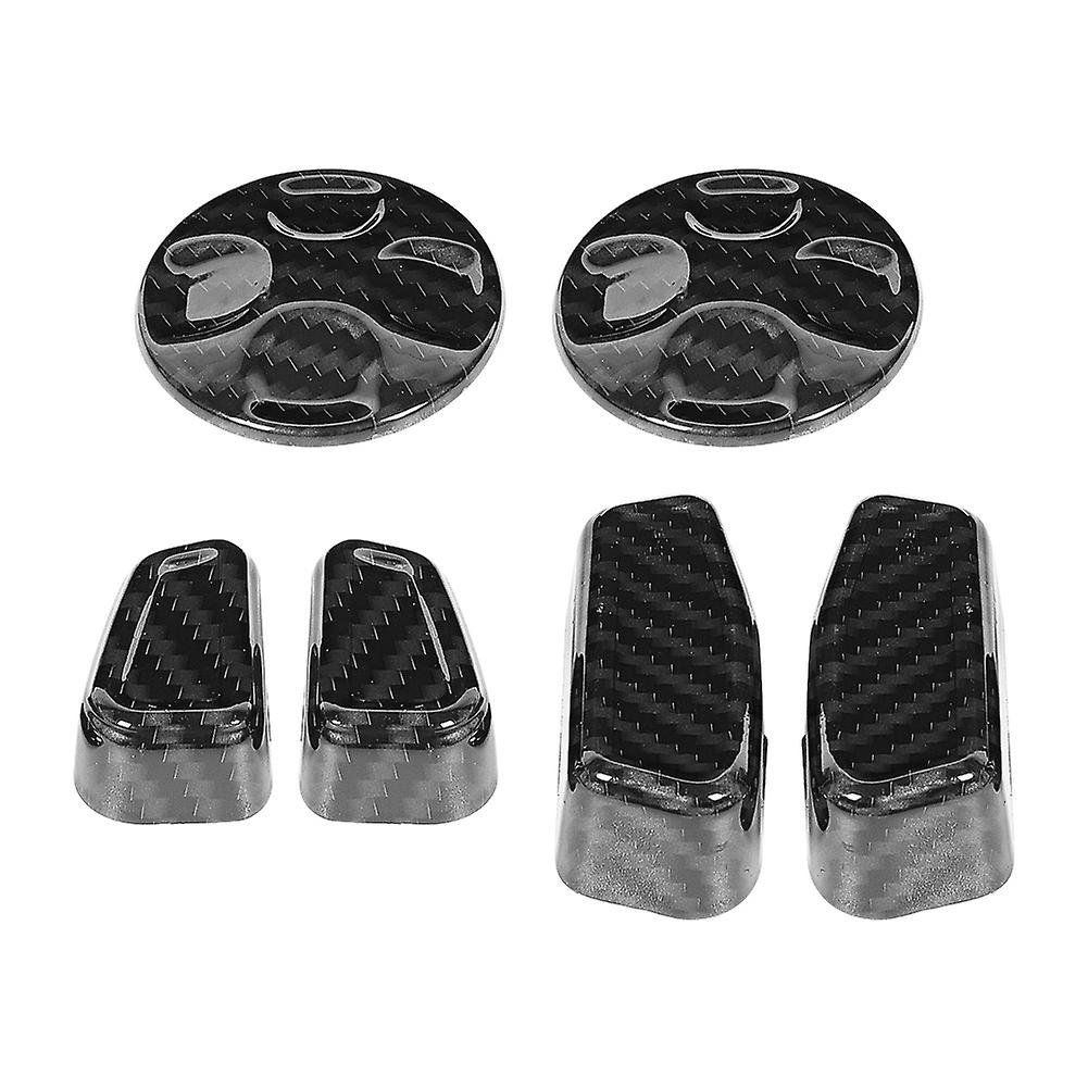 6pcs/set Carbon Fiber Pattern Car Seat Side Adjustment Handle Button Cover Trim Fit For Maserati Ghibli 2014-17