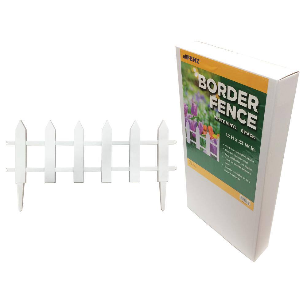 allFENZ 12 in. x 23 in. Vinyl Picket Garden Fence (6-Pack) SBF1223W