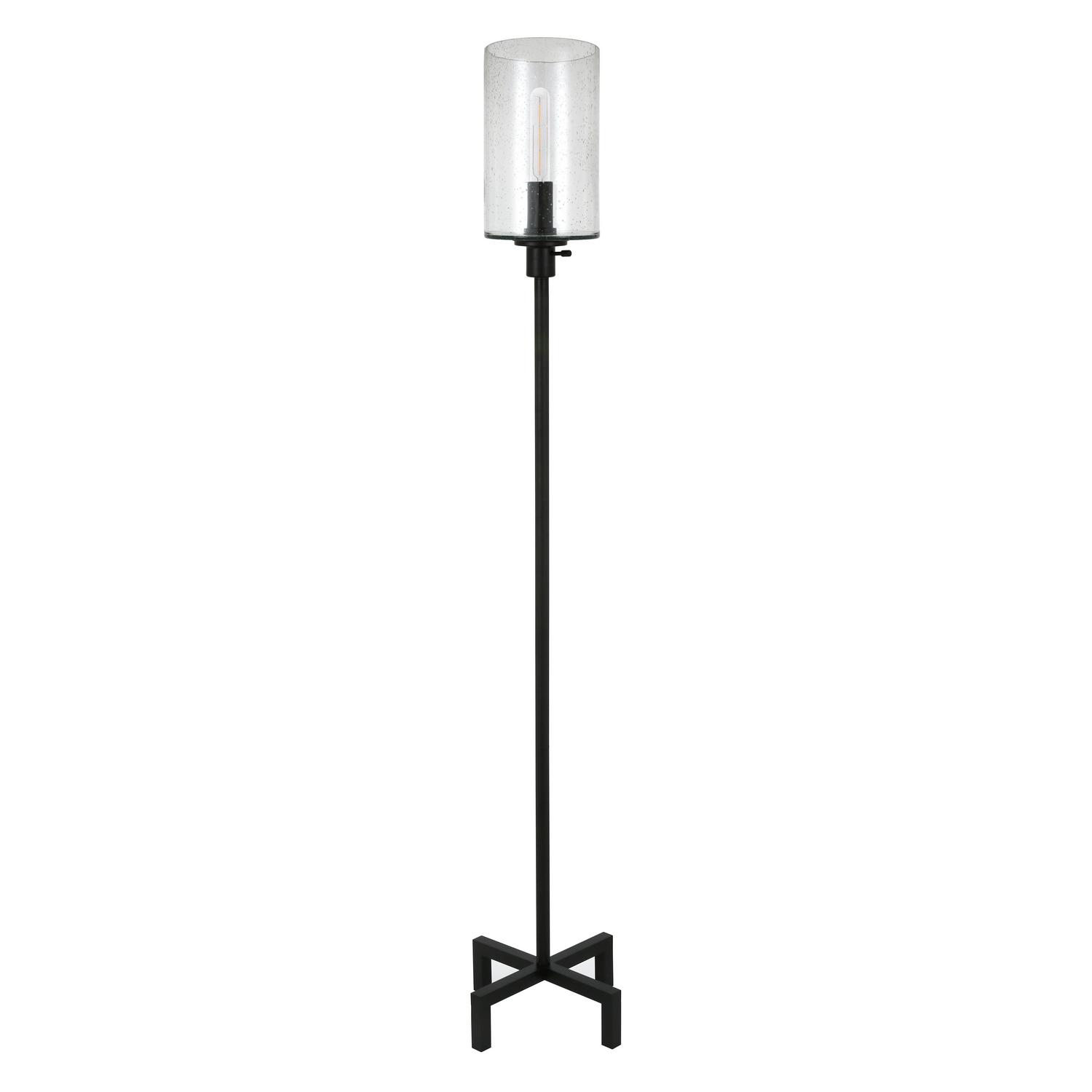 EvelynandZoe Industrial Metal Floor Lamp with Seeded Glass Shade