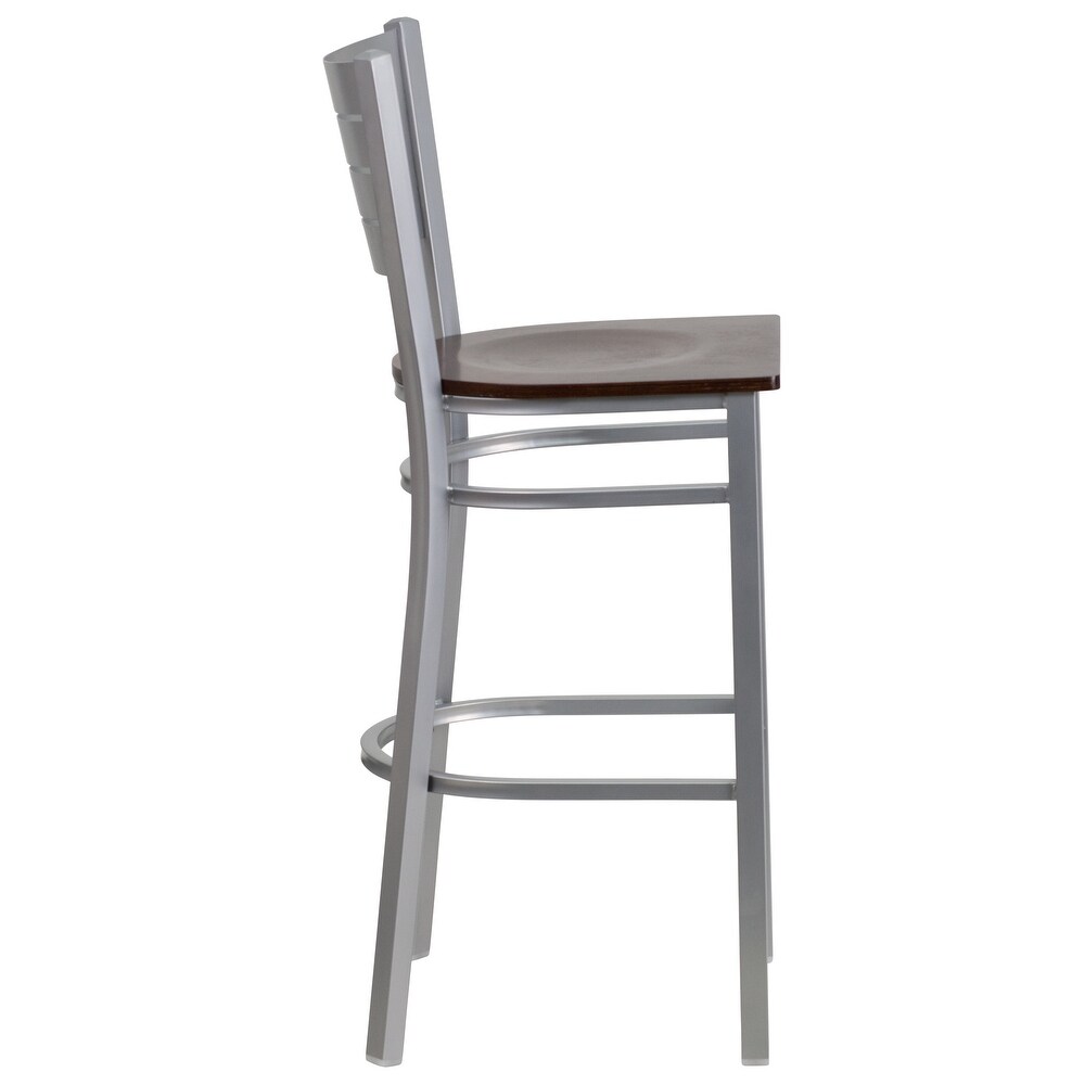 2 Pack Slat Back Metal Restaurant Barstool   16.5\