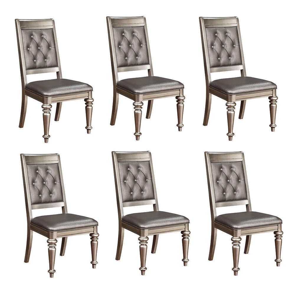 Paramount Metallic Tufted Back Dining Chairs (Set of 6)