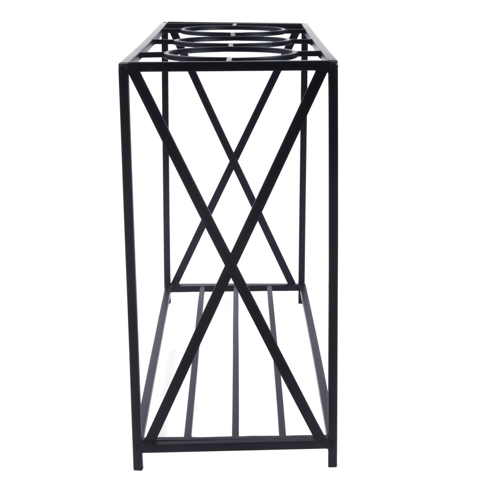 2 Tier Metal Flower Pot Stand Indoor Outdoor Plant Display Storage Rack Black