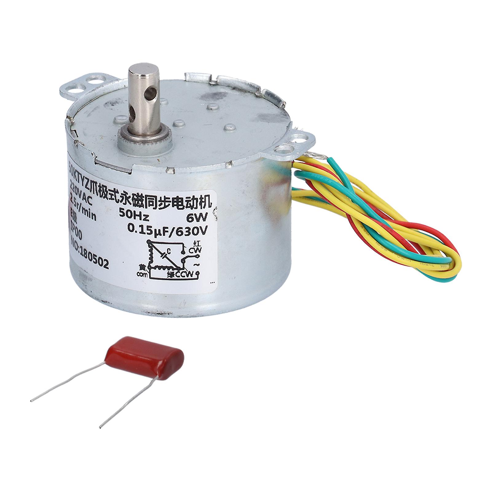 Gear Motor Low Speed Synchronous Electric Machinery Parts With Capacitor Ac220v 6w 2.5r/min