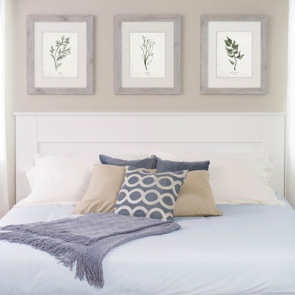 Pemberly Row Traditional Wood King Flat Panel Headboard in White   Transitional   Headboards   by Homesquare  Houzz