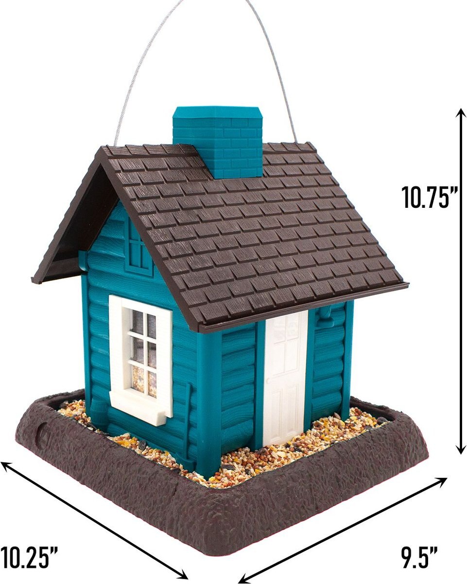 North States Lakeside Cabin Bird Feeder， Teal