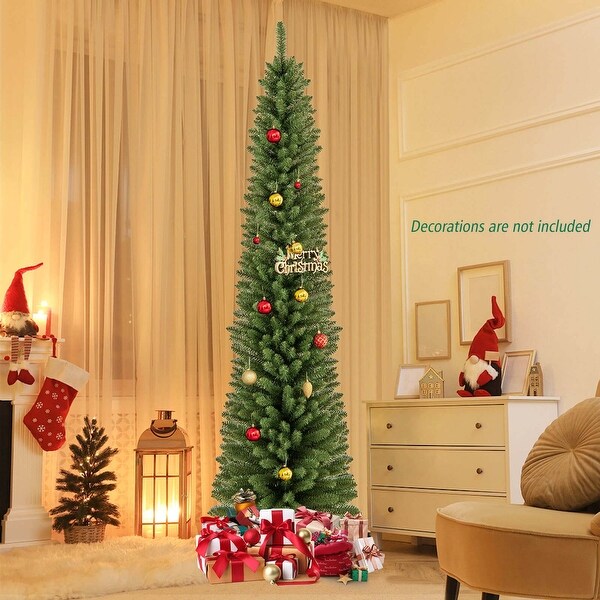 Costway 5/6/7/8 FT Pencil Christmas Tree Artificial Xmas Tree with