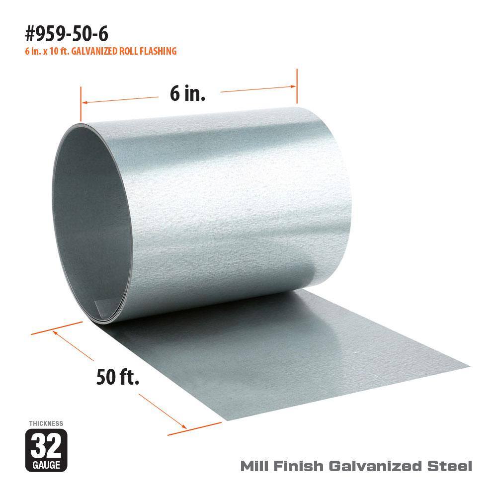 Gibraltar Building Products 6 in. x 50 ft. Galvanized Steel Roll Valley Flashing 959-50-6