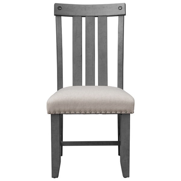 Upholstered Dining Chairs with Sliver Nails and Wood Legs， Set of 4