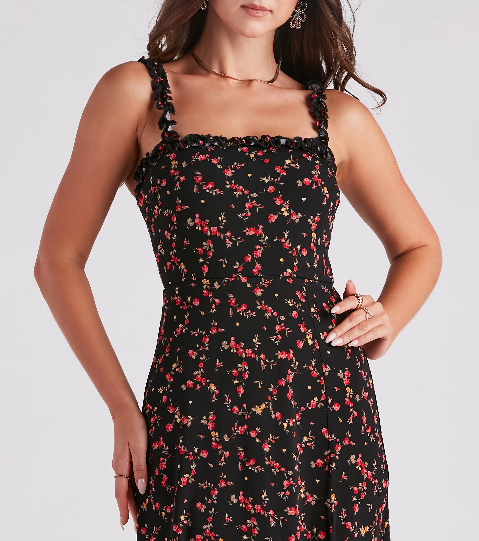 So In Love Floral A-Line Midi Dress