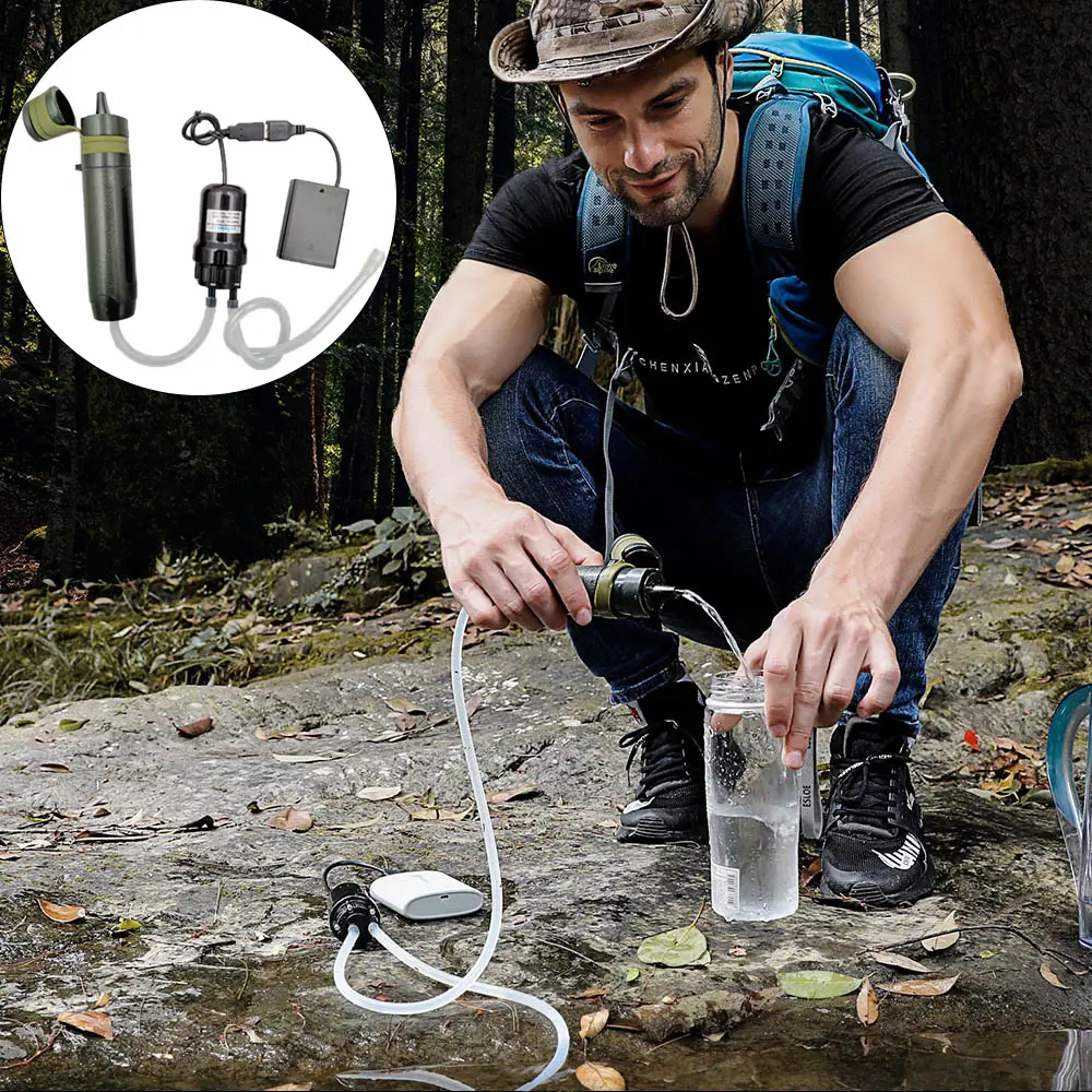 survival mountain hiking emergency portable water filter for camping accessories