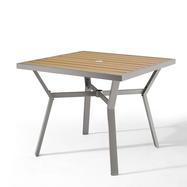 Dining Table，Patio Table，with Umbrella Hole Grey，Beige