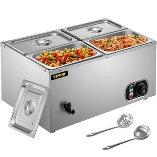 VEVOR 6 in. Deep Commercial Food Warmer 4 x 14GN 4-Pan Stainless Steel Bain Marie Steam Table 14.8 Qt. 1500Watt PT4BM-22B110V3MI7V1