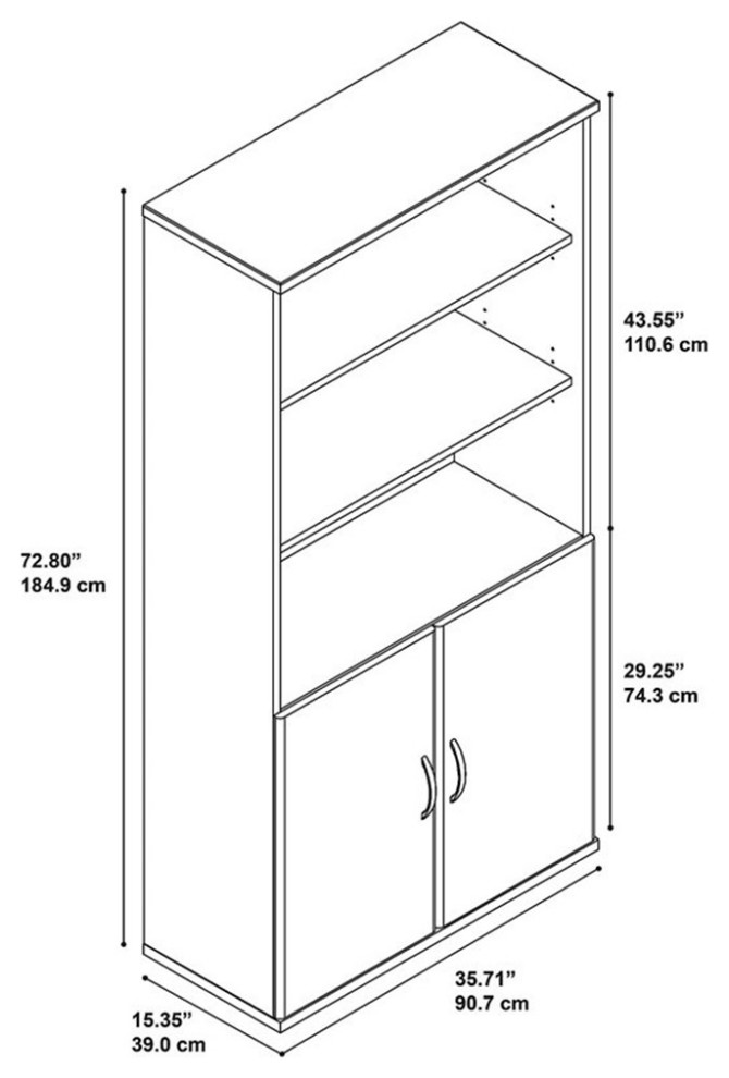 Series C 36W 5 Shelf Bookcase with Doors in Mocha Cherry   Engineered Wood   Transitional   Bookcases   by Homesquare  Houzz