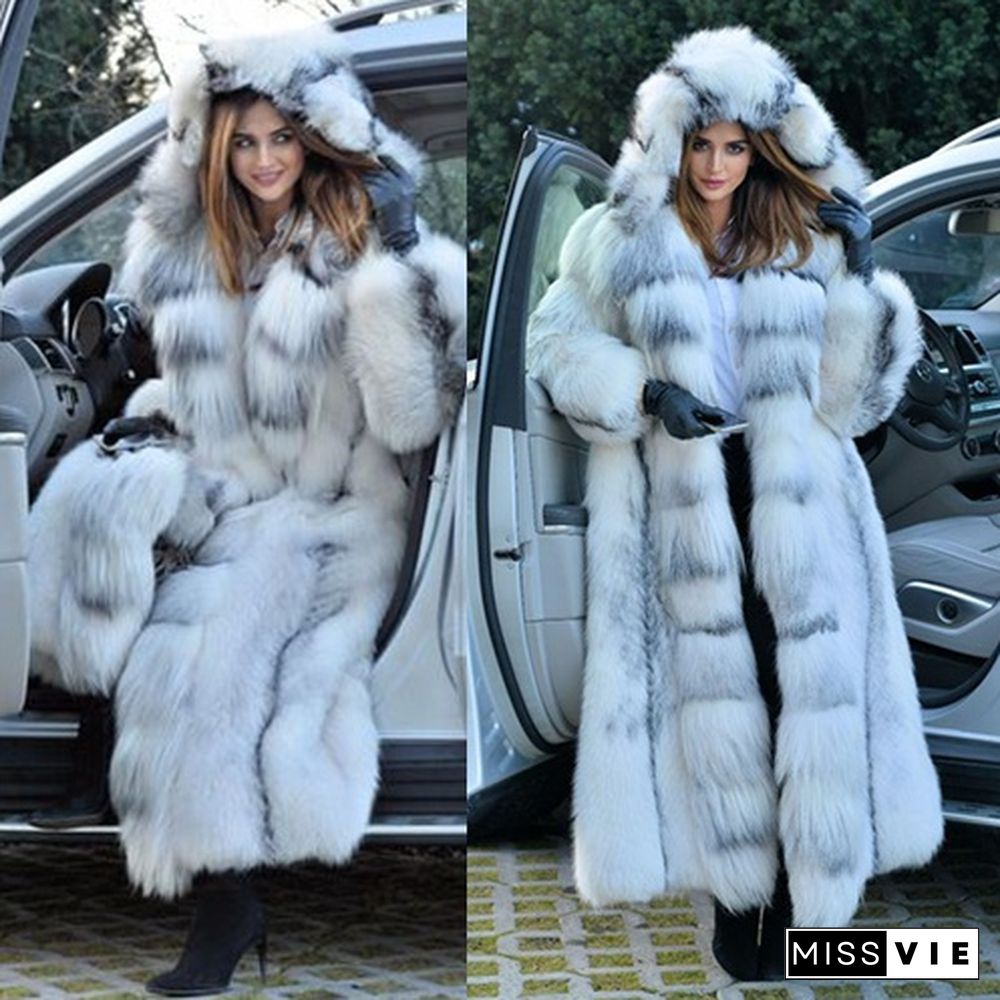 Fur Coat Warm Winter Coats for Women Womens Coats and Jackets Plus Size Hooded White One Piece of Fur Abrigos De Mujer Chaquetas De Mujer Casacos De Inverno Feminino