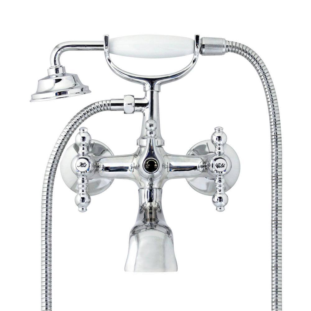 MODONA Classic 6 in. 2-Handle 1-Spray Tub and Shower Faucet with Porcelain Hand Held Shower in Polished Chrome (Valve Included) BL33L-A