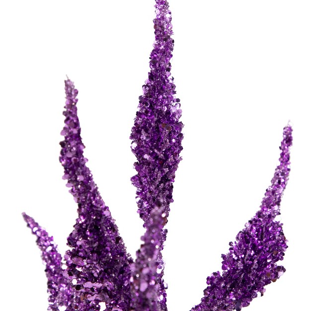 Purple Glittered Leaves Christmas Spray