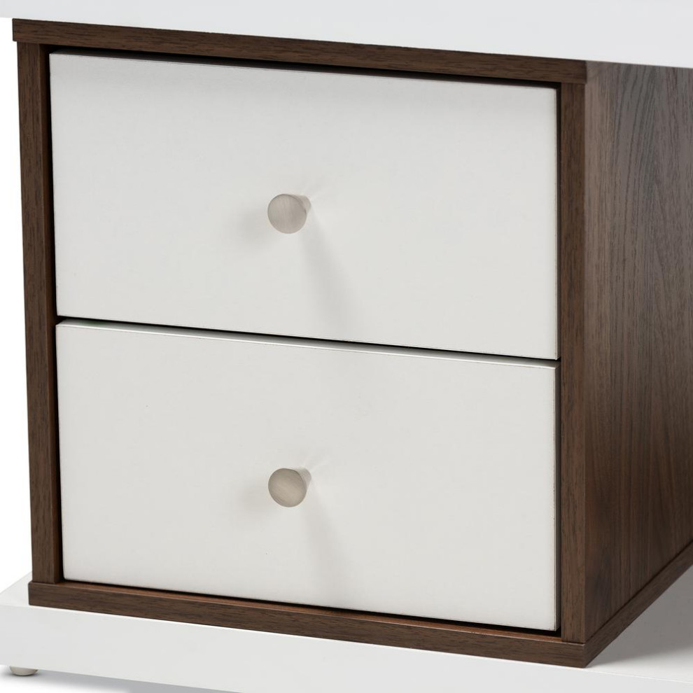 Baxton Studio Rune Modern and Contemporary TwoTone White and Walnut Brown   Transitional   Bookcases   by Interiortradefurniture  Houzz