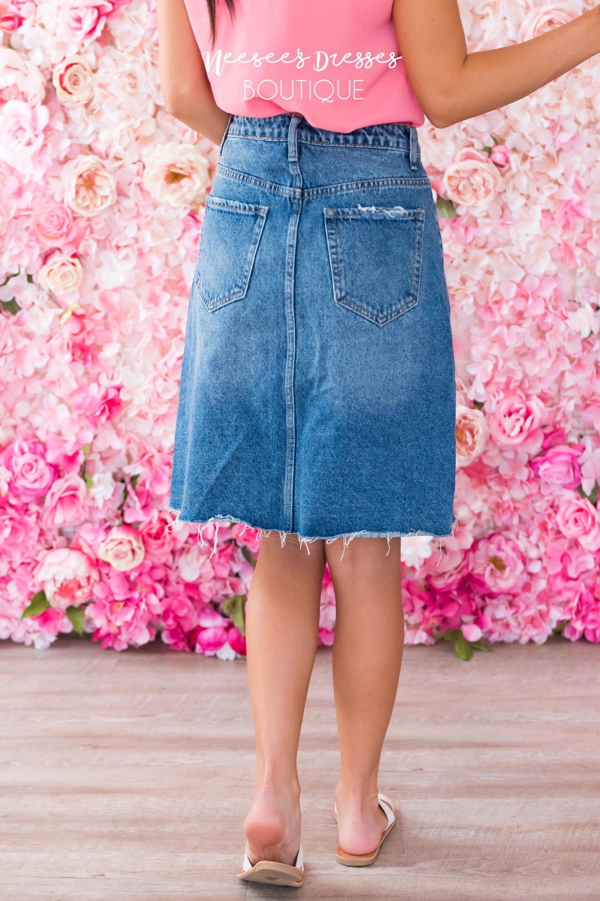 Downtown Modest Denim Skirt