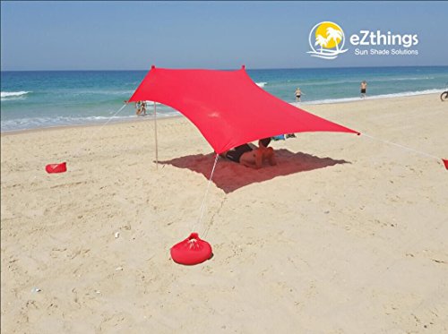 EZthings Sun shade Protection Beach Tents - Lightweight Tent Canopy with Sandbag Anchors (Royal Blue， 8.2 ft x 5 ft - 5.4 ft Tall)