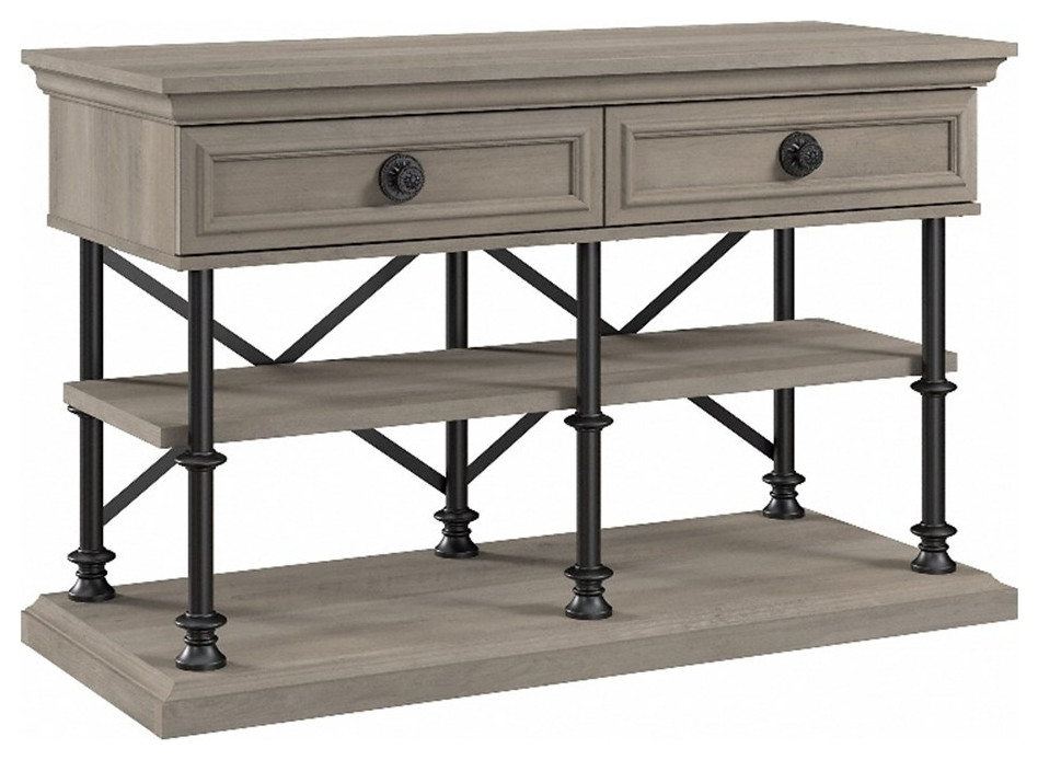 Coliseum Designer Console Table in Driftwood Gray   Engineered Wood   Traditional   Console Tables   by Homesquare  Houzz