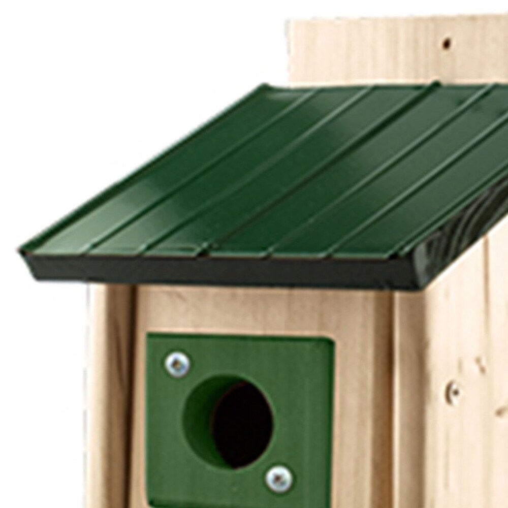 Woodlink Bluebird Cedar Nesting Bird House with Predator Guard and Metal Roof   2.27