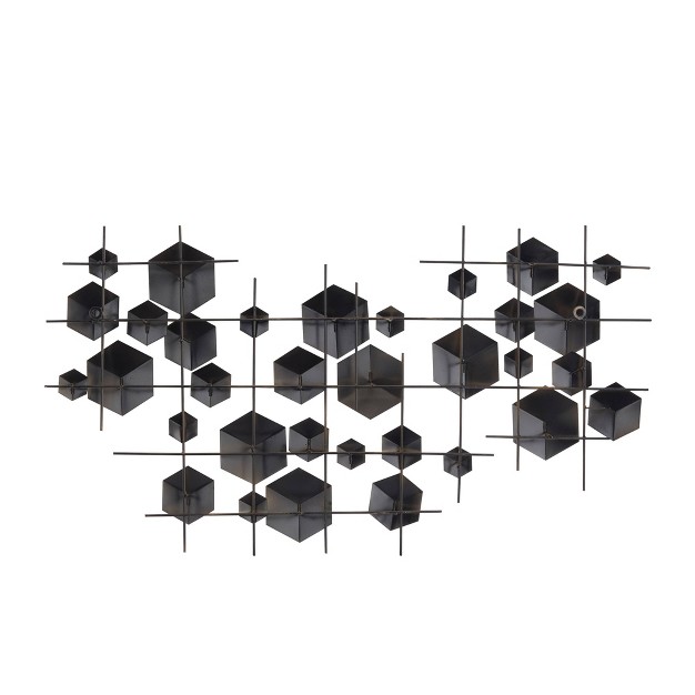 Metal Geometric 3d Cube Relief Wall Decor Gold Cosmoliving By Cosmopolitan