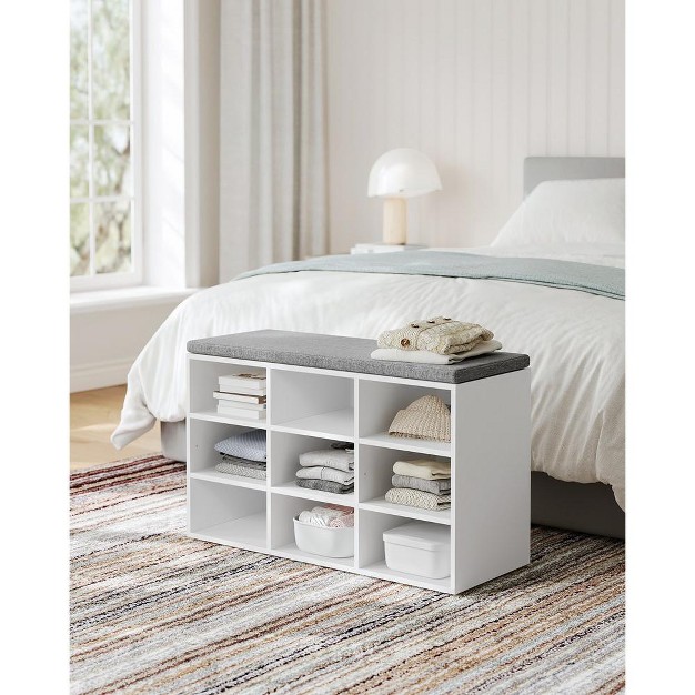 Vasagle Shoe Bench With Cushion White And Gray