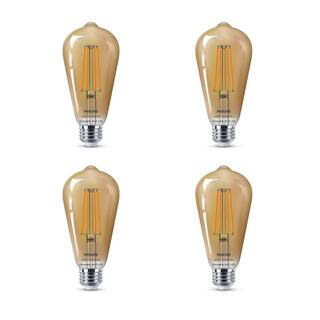 Philips 40-Watt Equivalent ST19 LED Smart Wi-Fi Light Bulb Amber (2000K) powered by WiZ (4-Pack) 555565