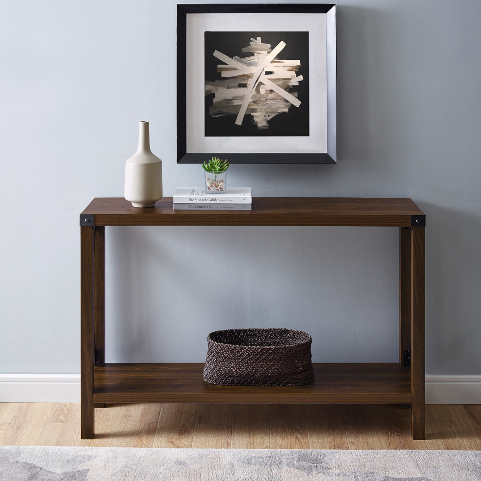 46 quotRustic Farmhouse Entryway Table  Dark Walnut   Industrial   Console Tables   by Walker Edison  Houzz