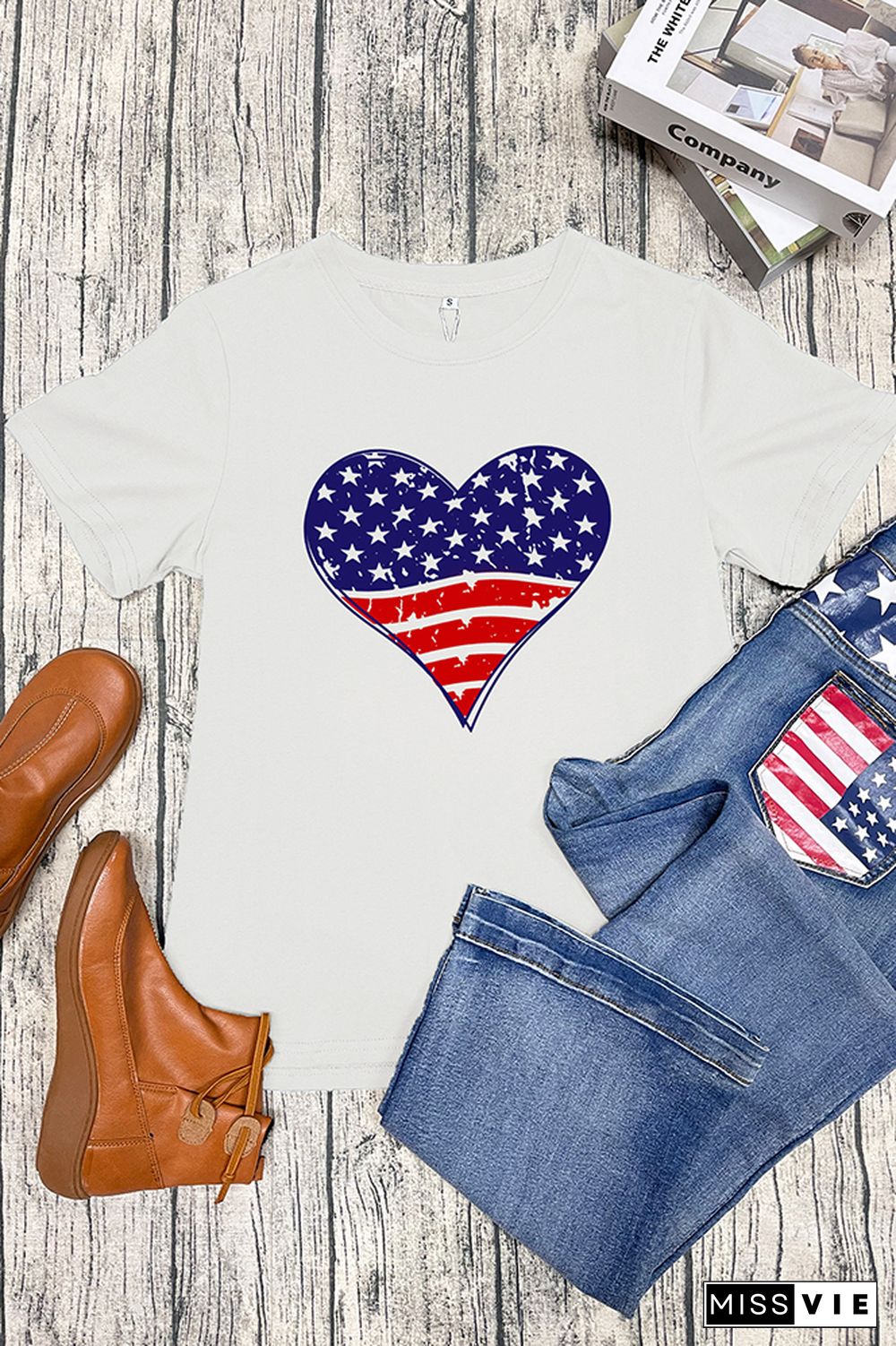 Patriotic Grunge Heart Graphic T-Shirt Wholesale