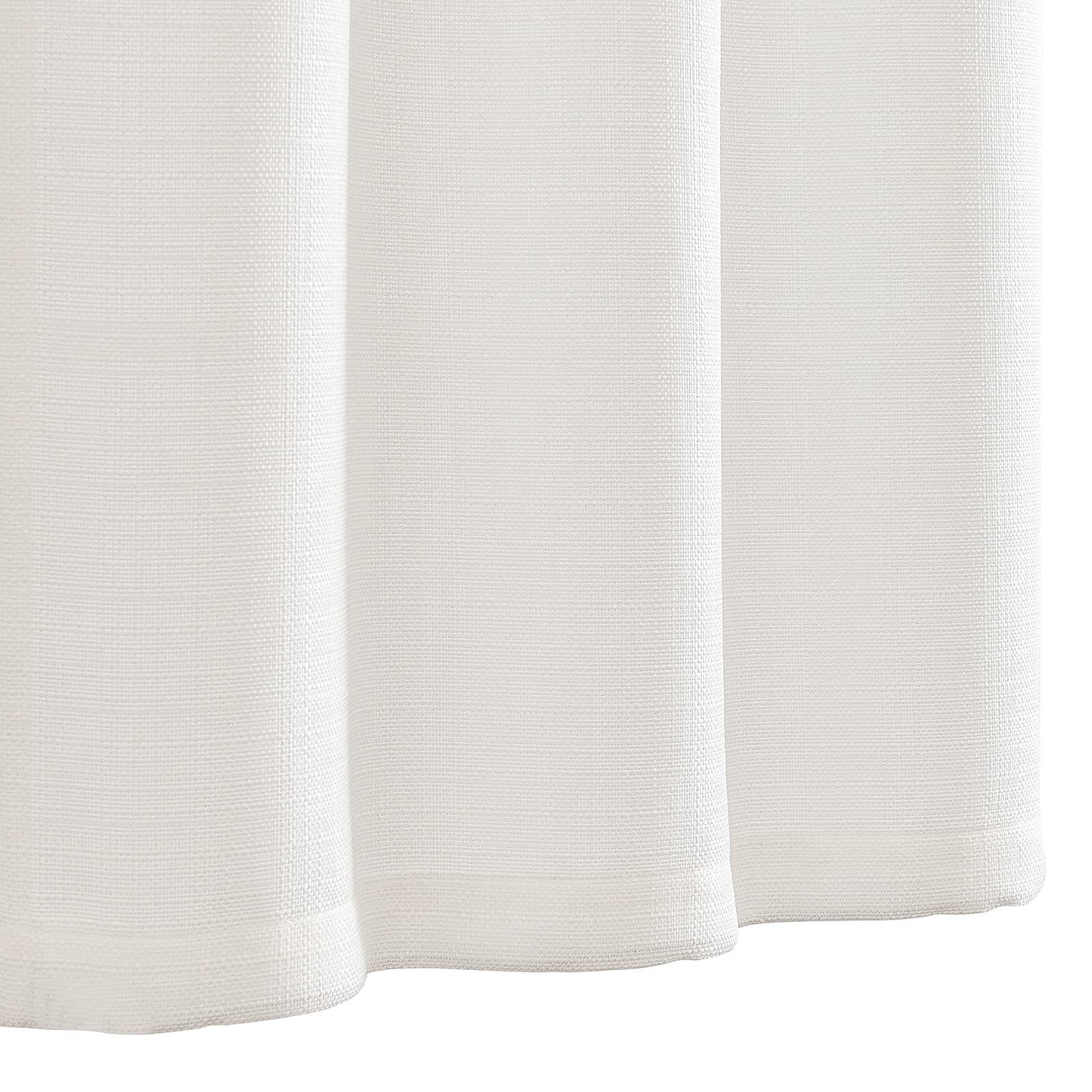 CURTAINKING Cream White Kitchen Curtains 24 inch Linen Textured Cafe Curtains for Bathroom Farmhouse Light Filtering Tier Curtains Rod Pocket 2 Panels