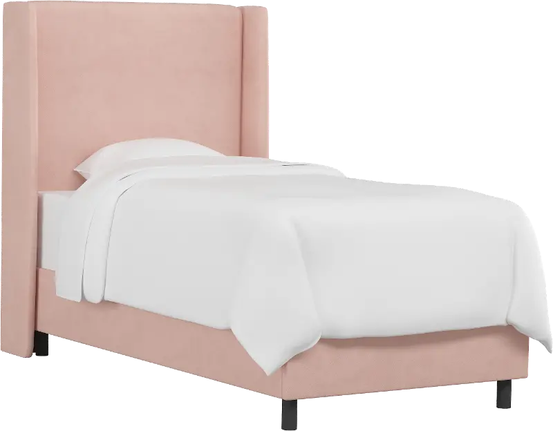 Sloane Velvet Blush Curved Wingback Twin Bed - Skyline Furniture