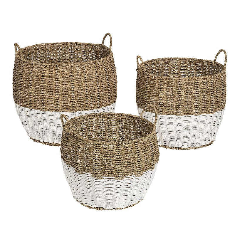 Honey-Can-Do Set of 3 Nesting Round Seagrass Storage Basket Set