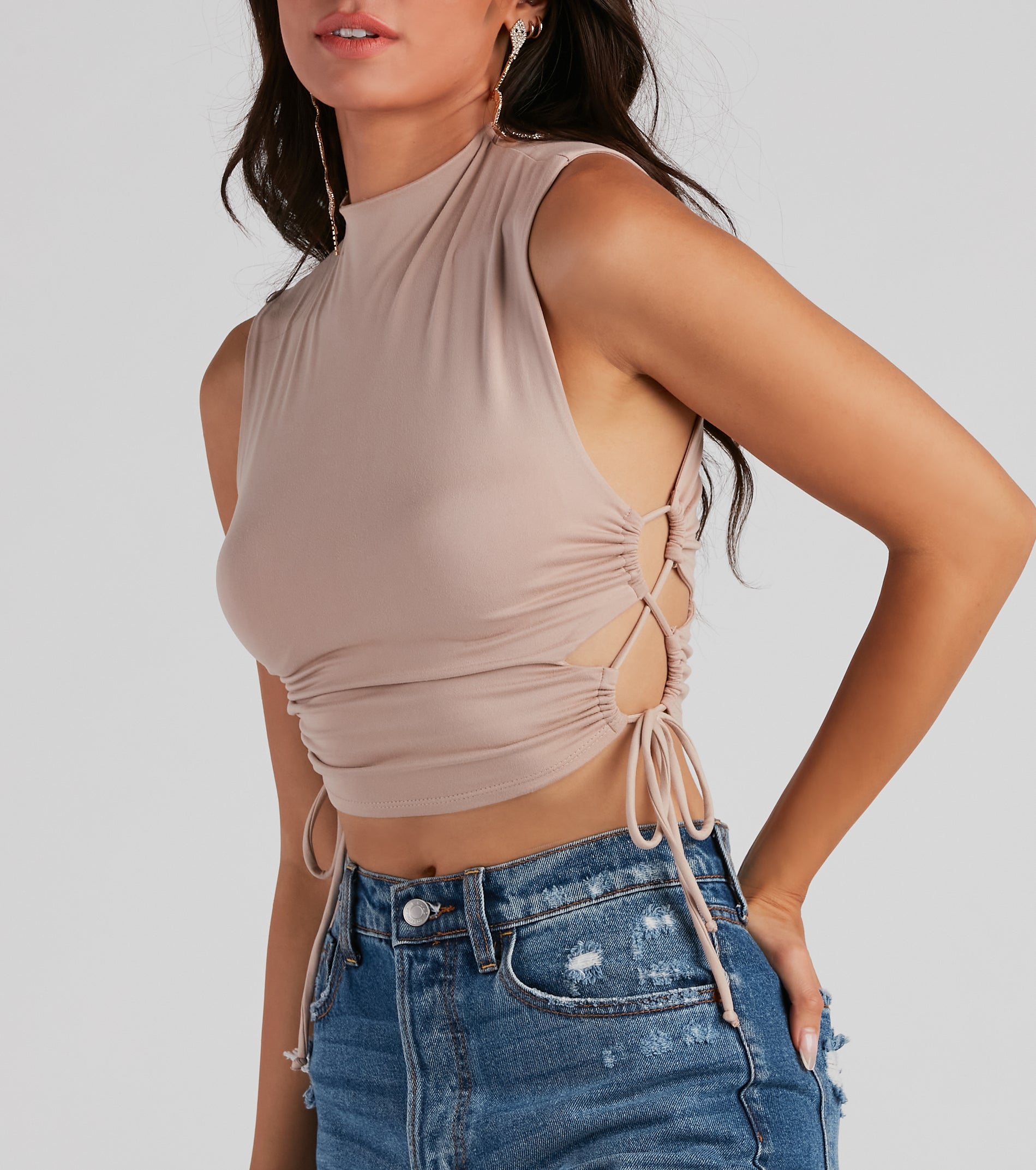 Love The Look Lace-Up Crop Top