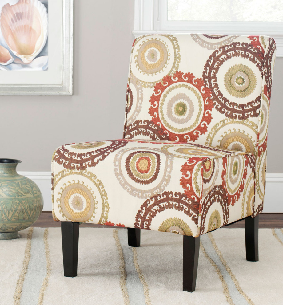 Karla Armless Club Chair  Beige/Brown/Orange   Contemporary   Armchairs And Accent Chairs   by Rustic Home Furniture Deco  Houzz