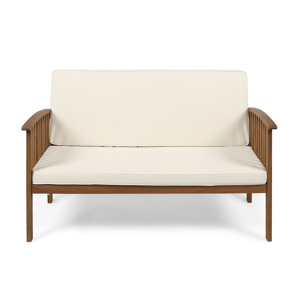 Carolina Outdoor Acacia Wood Loveseat by Christopher Knight Home