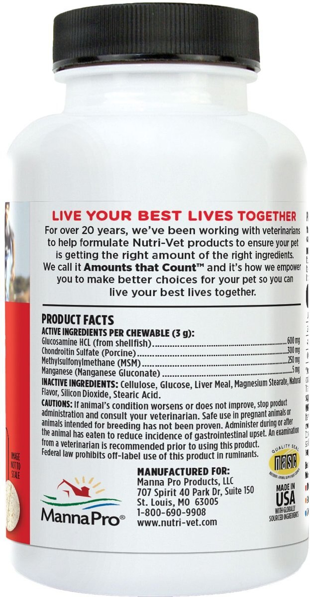 Nutri-Vet Joint Health DS Plus MSM Maximum Strength Chewable Tablets Joint Supplement for Dogs