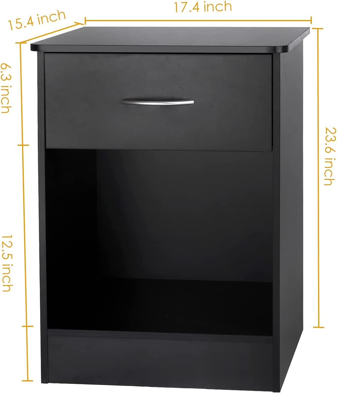 Nightstand with Drawer Bedside Table File Cabinet Storage with Sliding Drawer and Shelf