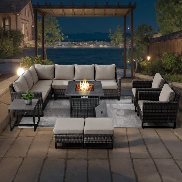 Pocassy Outdoor Patio Funiture Conversation Sofa Set