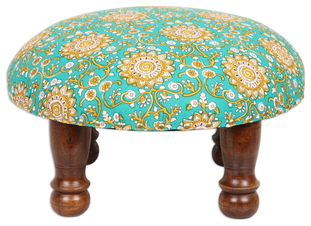 Novica Handmade Mughal Architecture Upholstered Ottoman Foot Stool   Traditional   Footstools And Ottomans   by NOVICA  Houzz