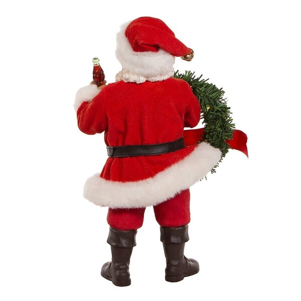 Kurt Adler 10.5Inch Fabriché™ CocaCola® Battery Operated Santa With Lighted Wreath