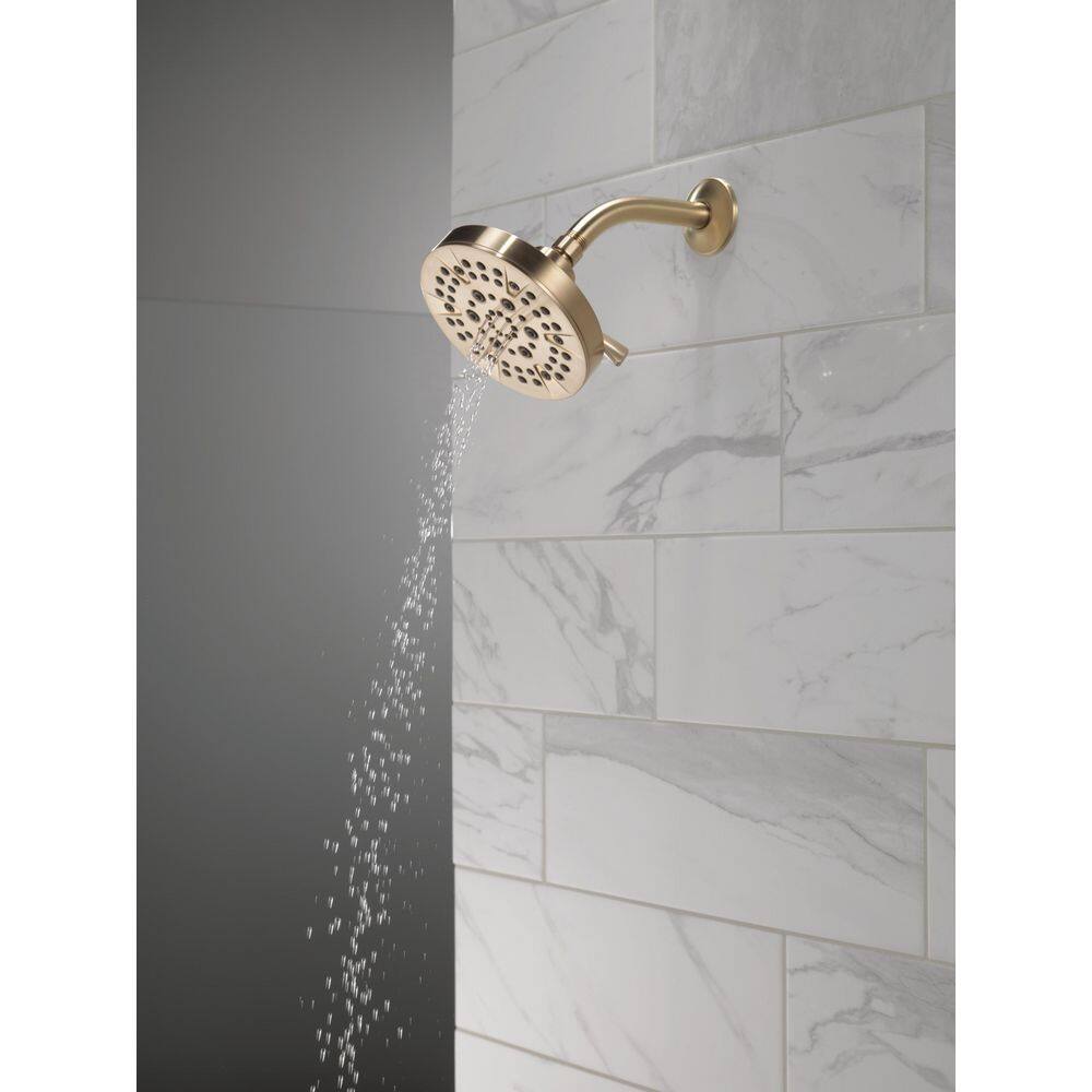 Delta 5-Spray Patterns 1.75 GPM 6 in. Wall Mount Fixed Shower Head in Champagne Bronze 52535-CZ