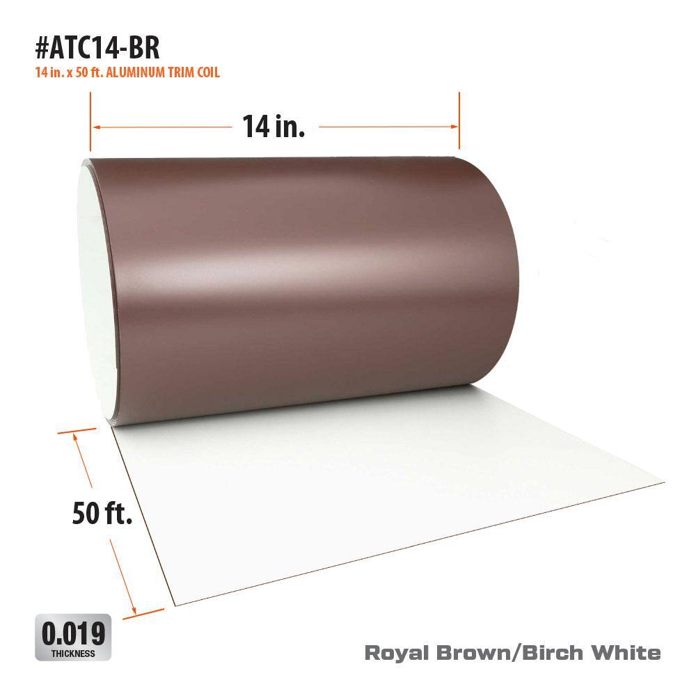 Gibraltar Building Products 14 in. x 50 ft. Royal Brown Over Birch White Aluminum Trim Coil ATC14-BR