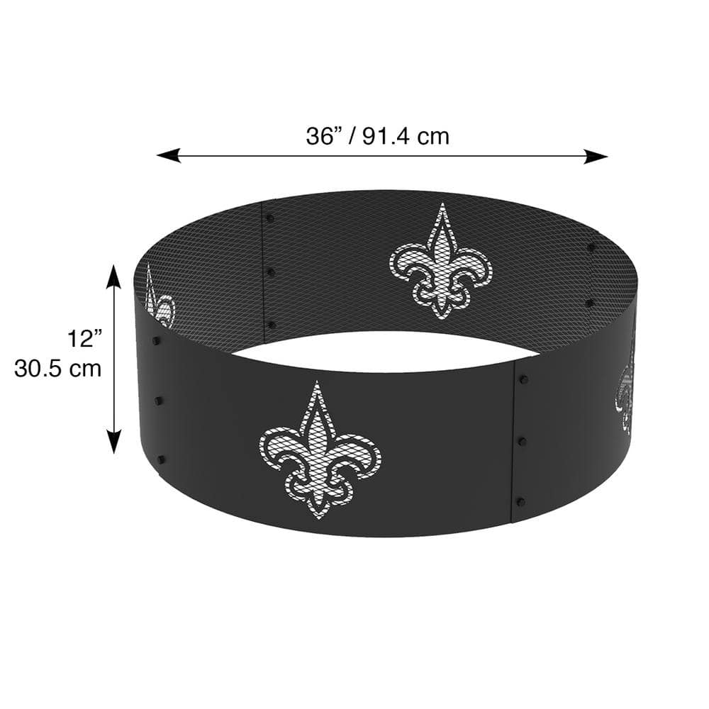 BLUE SKY OUTDOOR LIVING Decorative NFL 36 in. x 12 in. Round Steel Wood Fire Pit Ring - New Orleans Saints FR361208-SAINTS