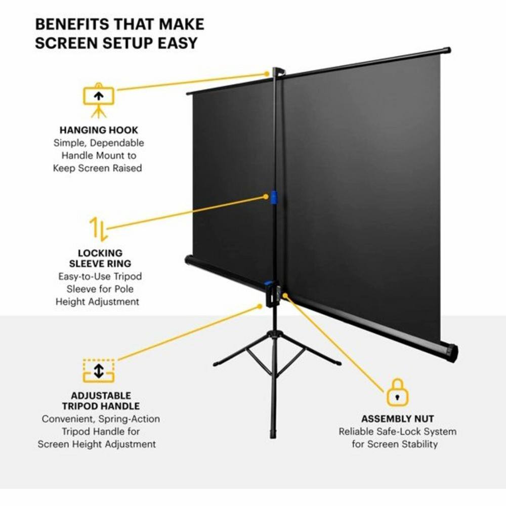 Kodak Projector Screen 60 in. with Stand Portable with Adjustable Tripod RODPJSTS60.16