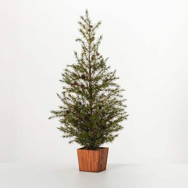 Sullivans Artificial Christmas Potted Cedar Pinecone Tree