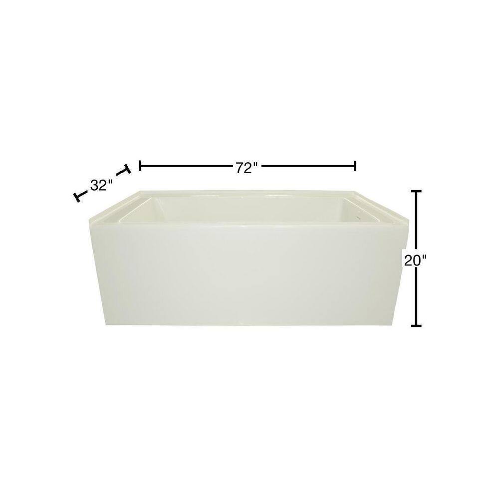 Hydro Systems Sydney 72 in. Acrylic Right Drain Rectangular Alcove Thermal Air Bath bathtub in White SYD7232ATAWHIRH